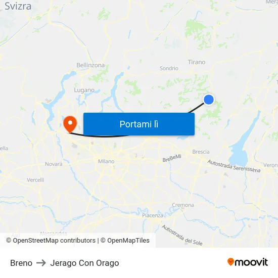 Breno to Jerago Con Orago map