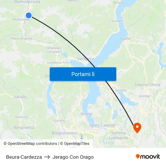 Beura-Cardezza to Jerago Con Orago map