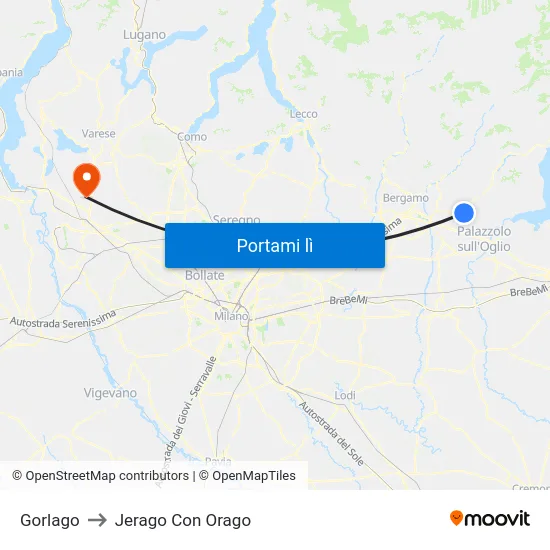 Gorlago to Jerago Con Orago map
