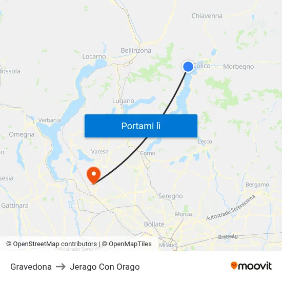 Gravedona to Jerago Con Orago map
