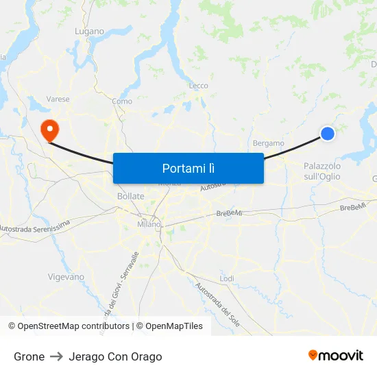 Grone to Jerago Con Orago map