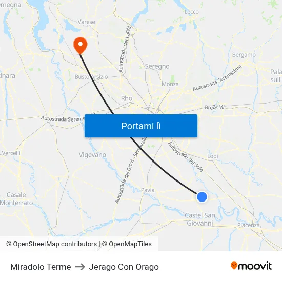 Miradolo Terme to Jerago Con Orago map