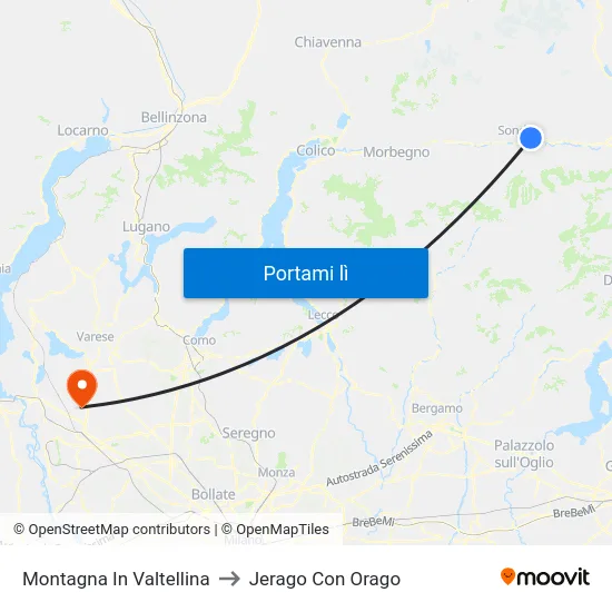 Montagna In Valtellina to Jerago Con Orago map