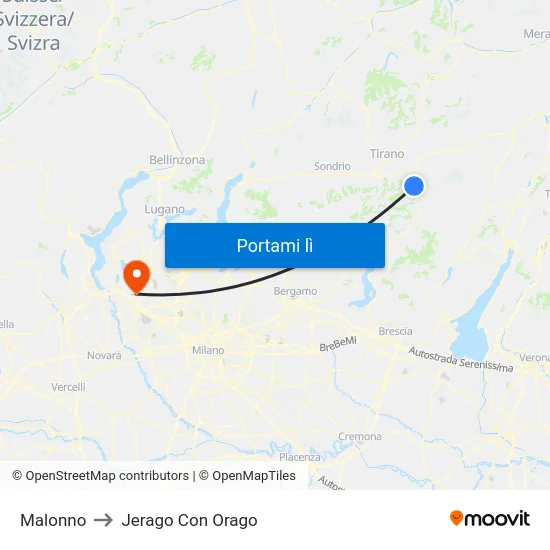 Malonno to Jerago Con Orago map