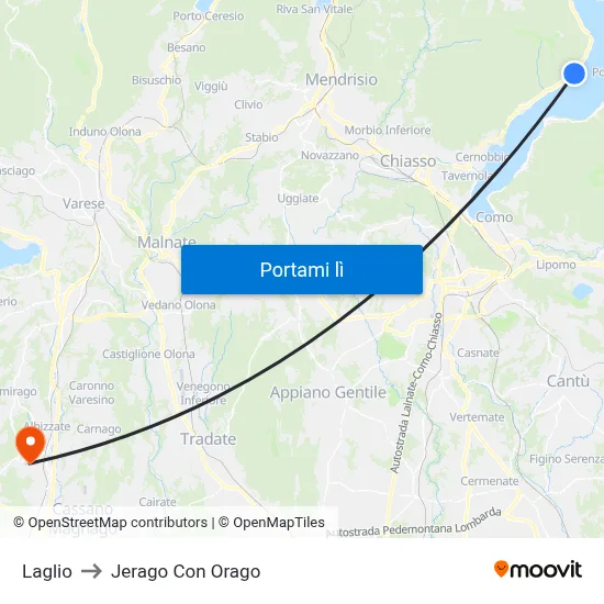 Laglio to Jerago Con Orago map