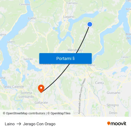 Laino to Jerago Con Orago map