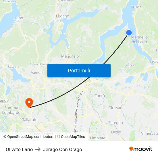 Oliveto Lario to Jerago Con Orago map