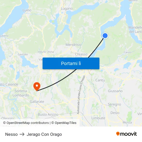 Nesso to Jerago Con Orago map