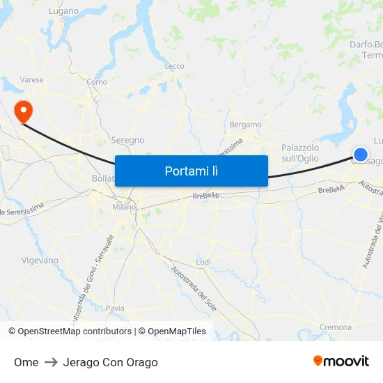 Ome to Jerago Con Orago map