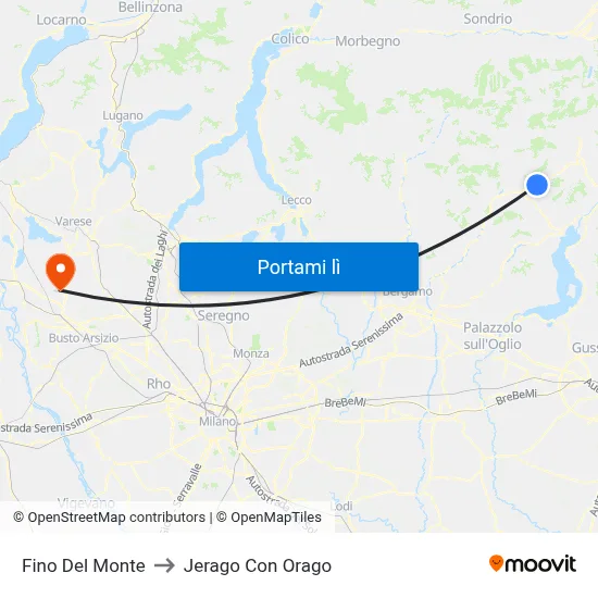 Fino Del Monte to Jerago Con Orago map