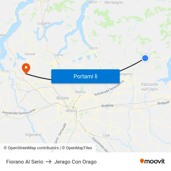 Fiorano Al Serio to Jerago Con Orago map