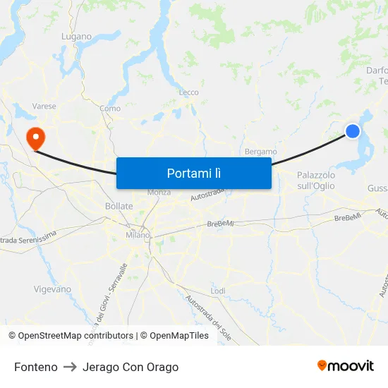 Fonteno to Jerago Con Orago map