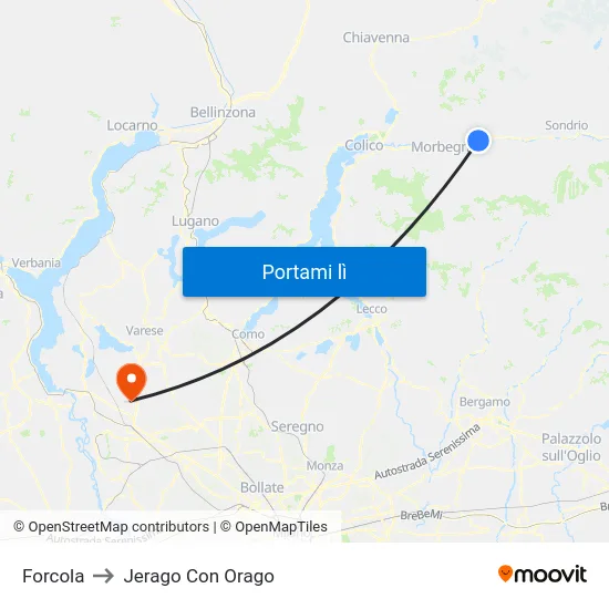 Forcola to Jerago Con Orago map
