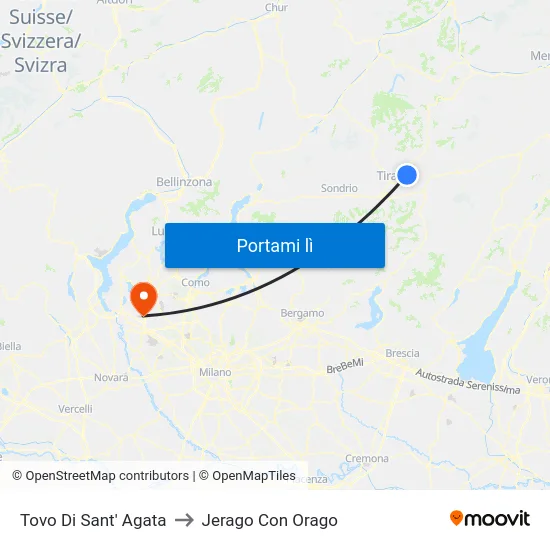 Tovo Di Sant' Agata to Jerago Con Orago map