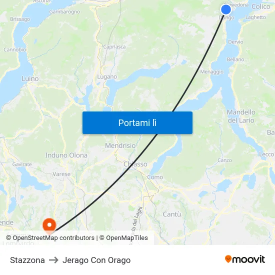 Stazzona to Jerago Con Orago map