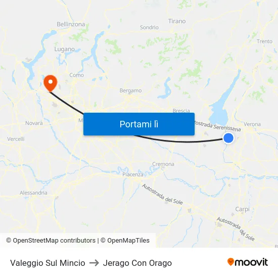 Valeggio Sul Mincio to Jerago Con Orago map