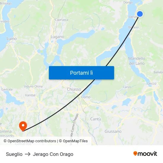 Sueglio to Jerago Con Orago map
