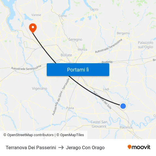 Terranova Dei Passerini to Jerago Con Orago map