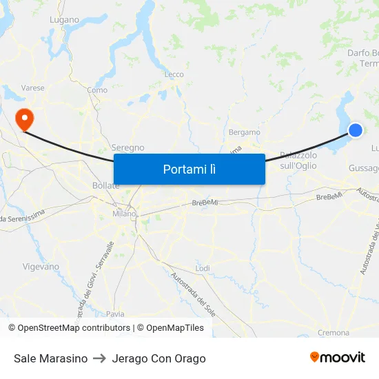 Sale Marasino to Jerago Con Orago map