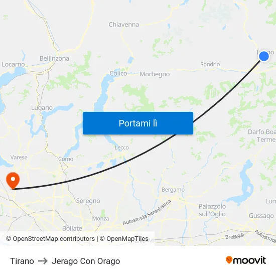 Tirano to Jerago Con Orago map