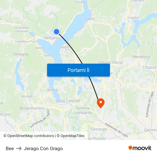 Bee to Jerago Con Orago map