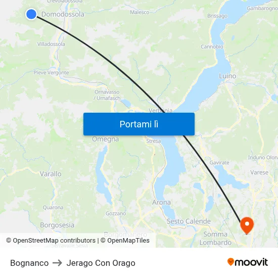 Bognanco to Jerago Con Orago map