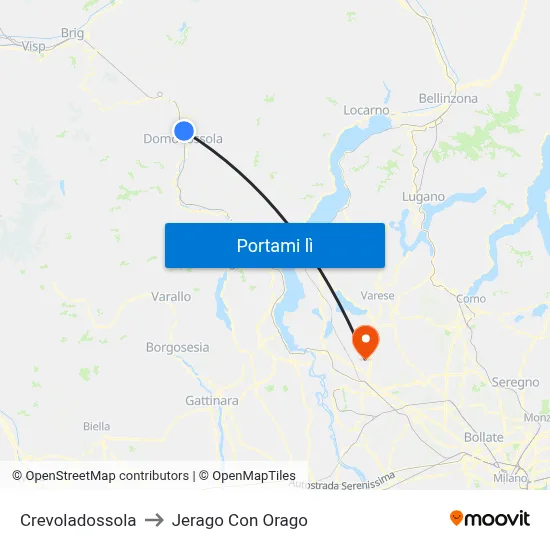 Crevoladossola to Jerago Con Orago map