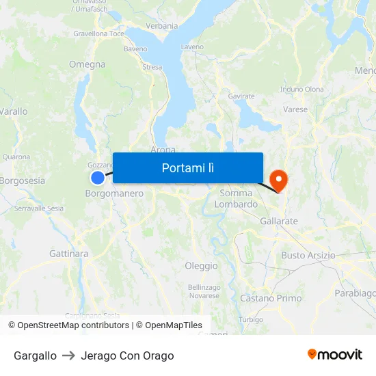 Gargallo to Jerago Con Orago map