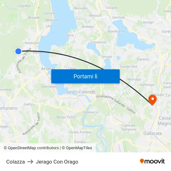 Colazza to Jerago Con Orago map