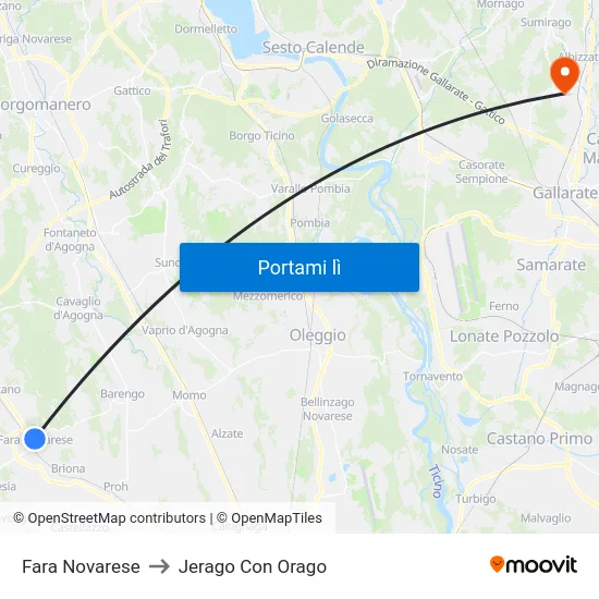 Fara Novarese to Jerago Con Orago map