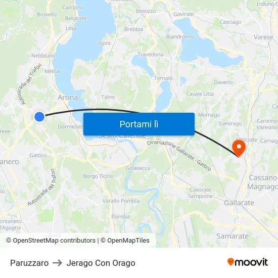 Paruzzaro to Jerago Con Orago map