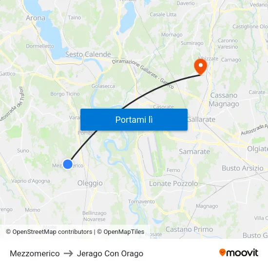 Mezzomerico to Jerago Con Orago map