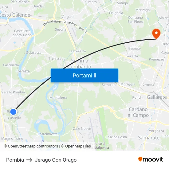 Pombia to Jerago Con Orago map