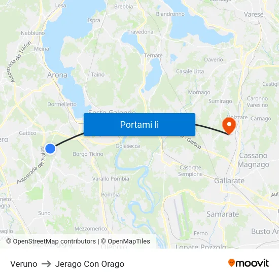 Veruno to Jerago Con Orago map