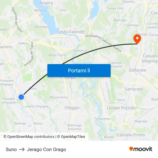 Suno to Jerago Con Orago map
