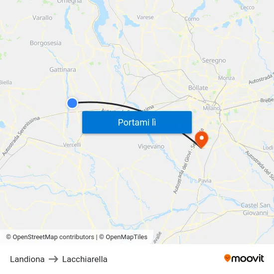Landiona to Lacchiarella map