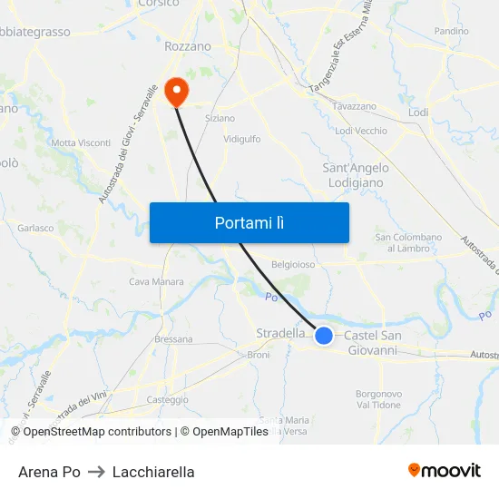 Arena Po to Lacchiarella map