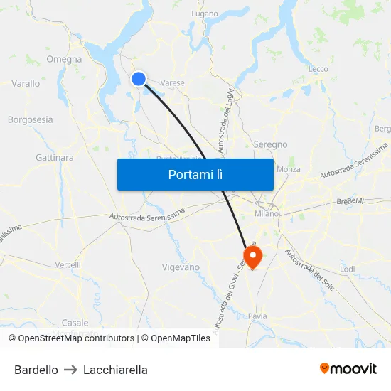 Bardello to Lacchiarella map