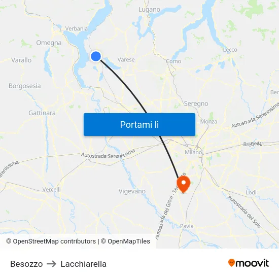 Besozzo to Lacchiarella map