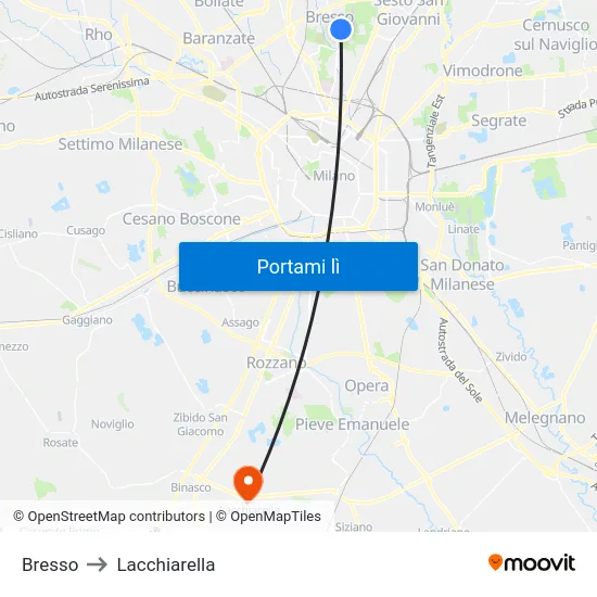 Bresso to Lacchiarella map