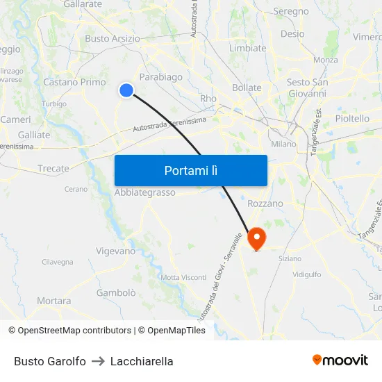 Busto Garolfo to Lacchiarella map