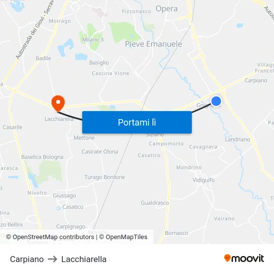Carpiano to Lacchiarella map