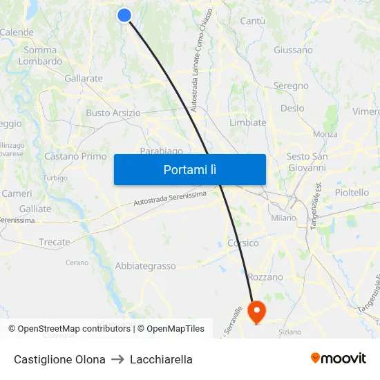 Castiglione Olona to Lacchiarella map