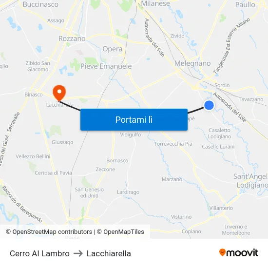 Cerro Al Lambro to Lacchiarella map
