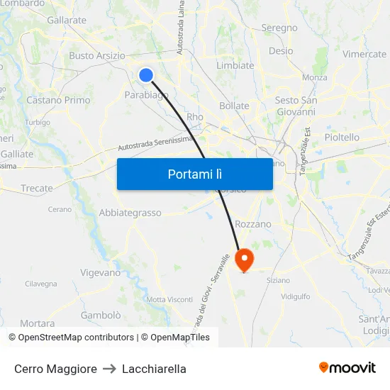 Cerro Maggiore to Lacchiarella map