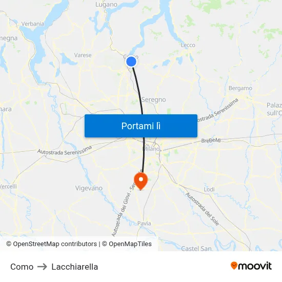 Como to Lacchiarella map