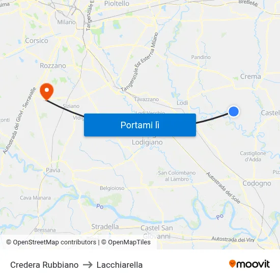 Credera Rubbiano to Lacchiarella map
