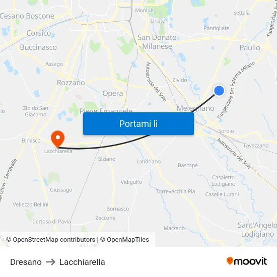 Dresano to Lacchiarella map
