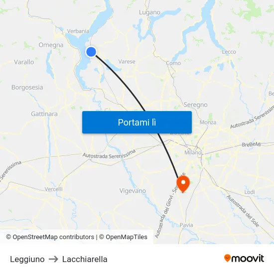Leggiuno to Lacchiarella map
