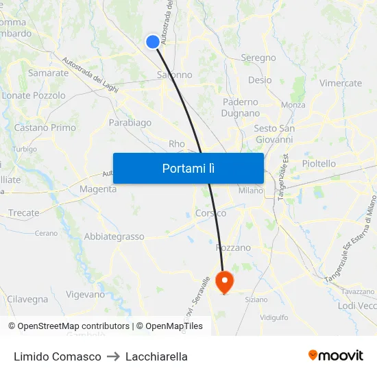 Limido Comasco to Lacchiarella map